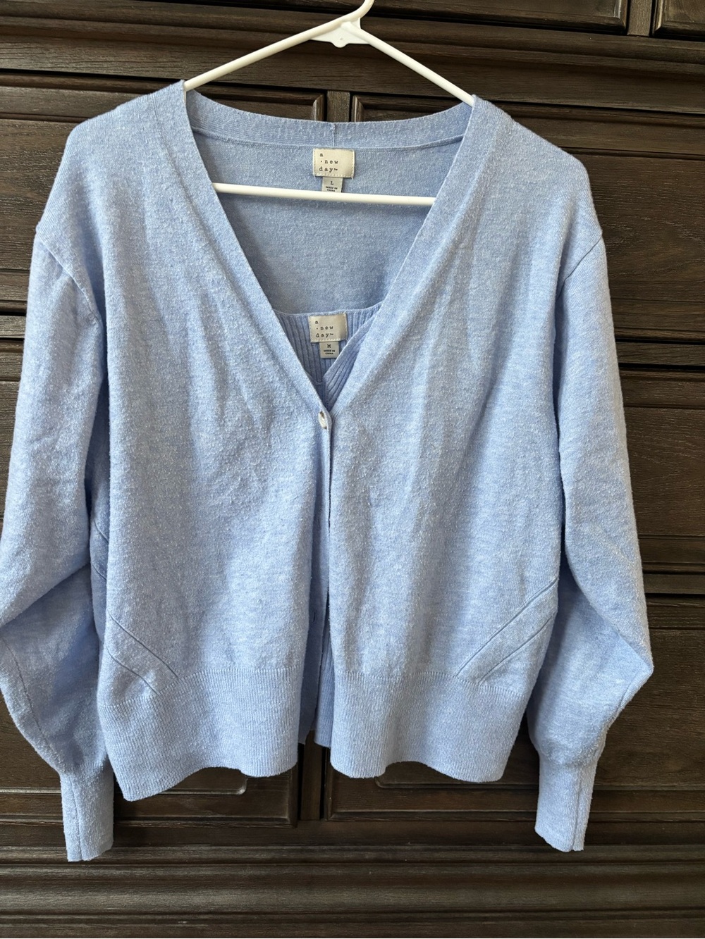 A New Day Sweater Tank w/ Matching Cardigan - Light Blue - Picture 3 of 3